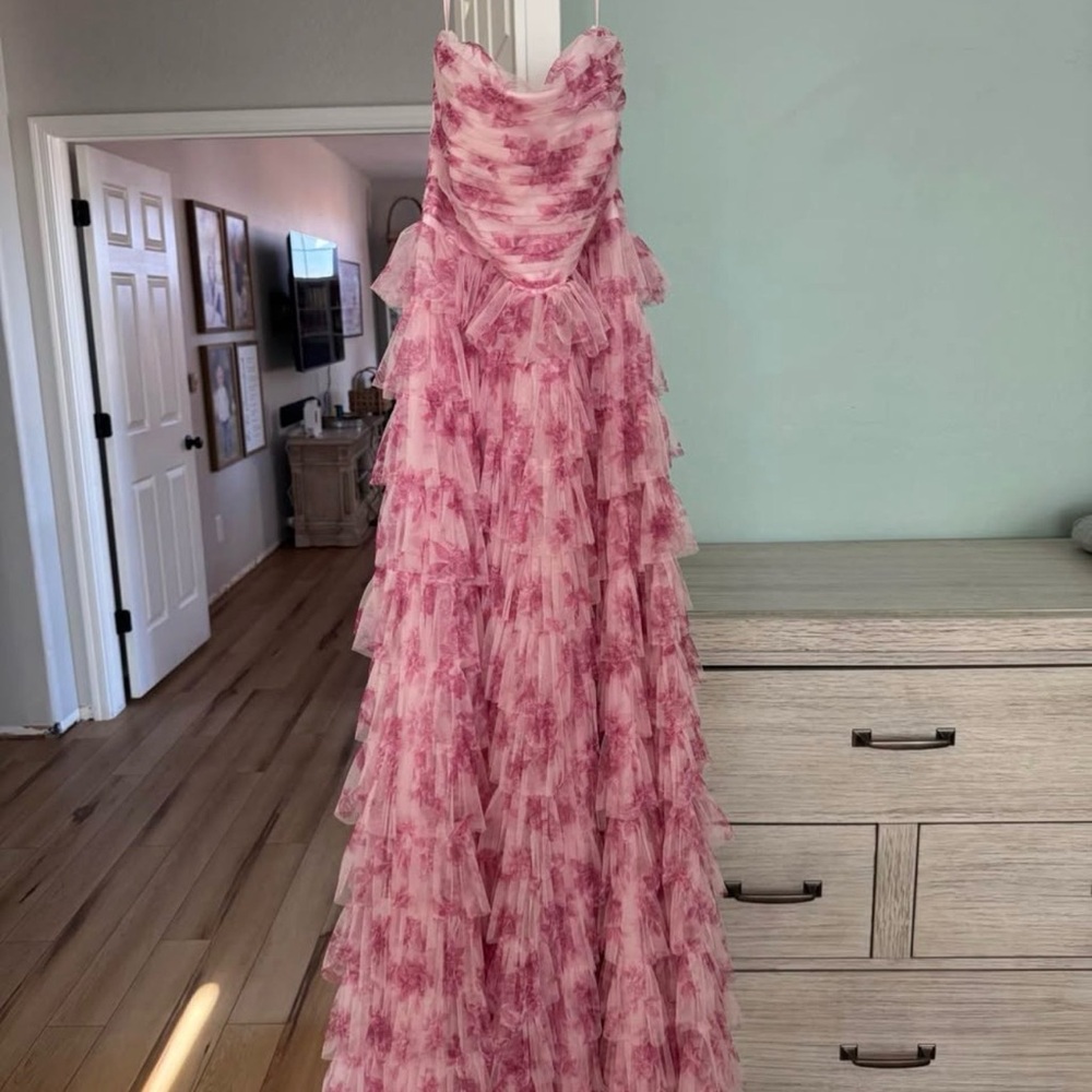 Pink Ruffled Prom Dress